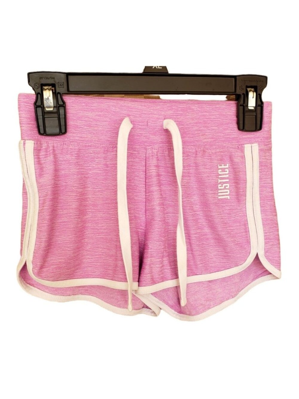 Justice Girls Athletic Shorts S Pink White Drawstring Stretch Sporty 6/7